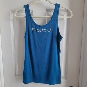 Bebe Rhinestone Logo Tank - Size M